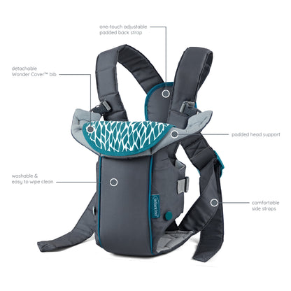 Swift Classic Baby Carrier with Wonder Cover Bib, 2-Position, 7-26Lb, Gray