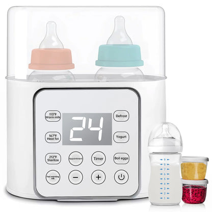 9-in-1 Double Bottle Baby Milk Warmer with LCD Display & 24H Temperature Control