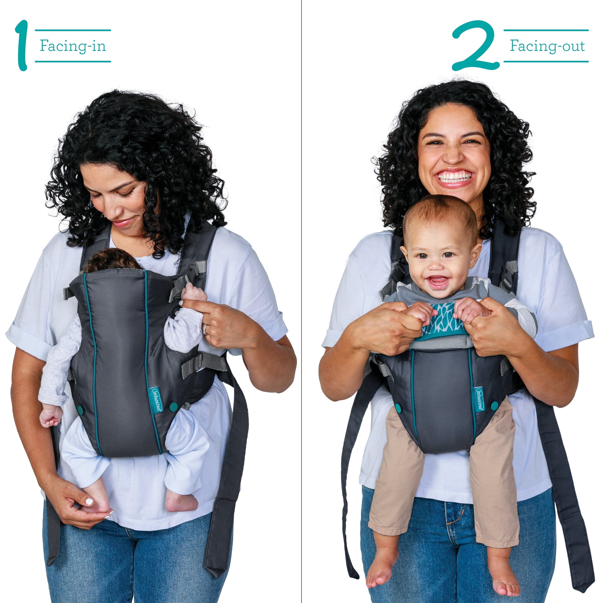 Swift Classic Baby Carrier with Wonder Cover Bib, 2-Position, 7-26Lb, Gray